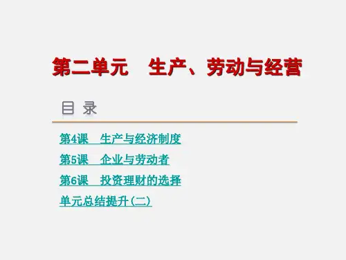 高考政治 一轮复习 生产、劳动与经营 新人教
