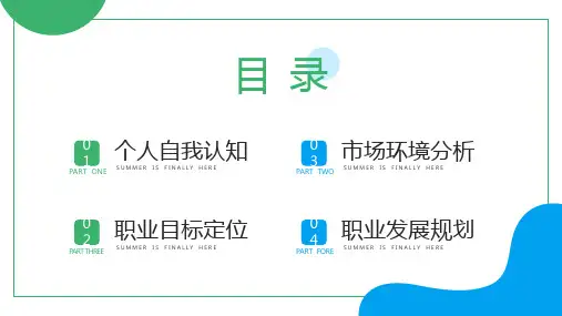 蓝绿色简约风职业生涯规划PPT通用模板