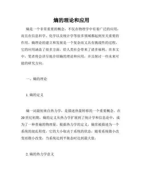熵的理论和应用