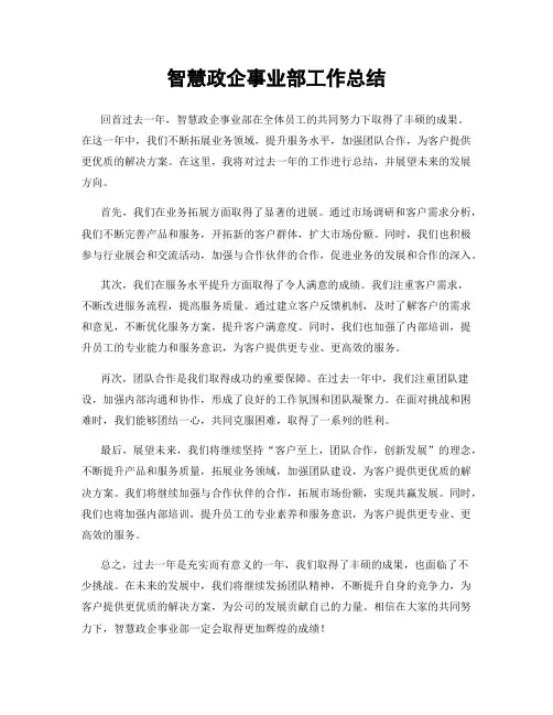 智慧政企事业部工作总结