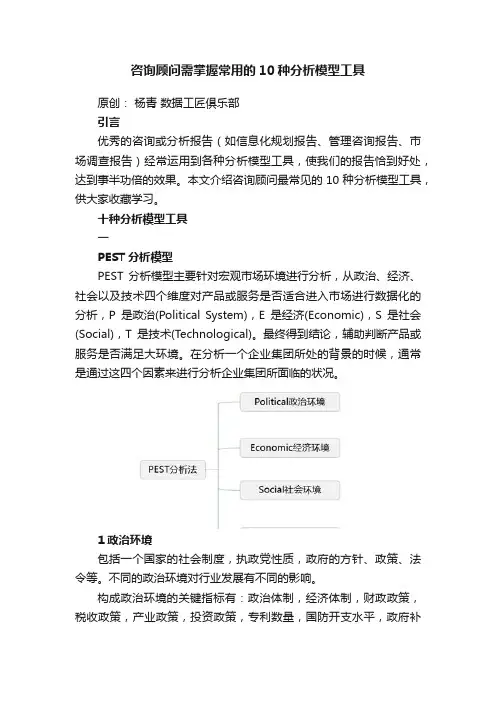 咨询顾问需掌握常用的10种分析模型工具