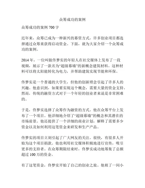 众筹成功的案例