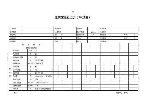 压实度检验记录(环刀法)