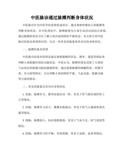 中医脉诊通过脉搏判断身体状况