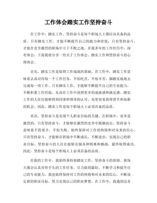 工作体会踏实工作坚持奋斗