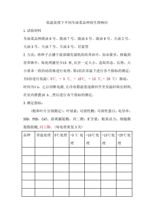 低温胁迫