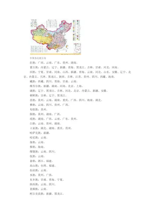 中国各民族分布
