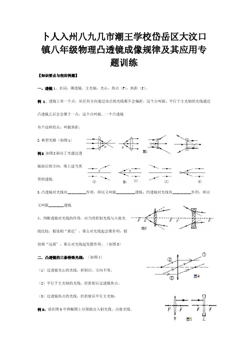 八年级物理凸透镜成像规律及其应用专题训练 试题