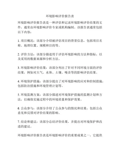 环境影响评价报告表