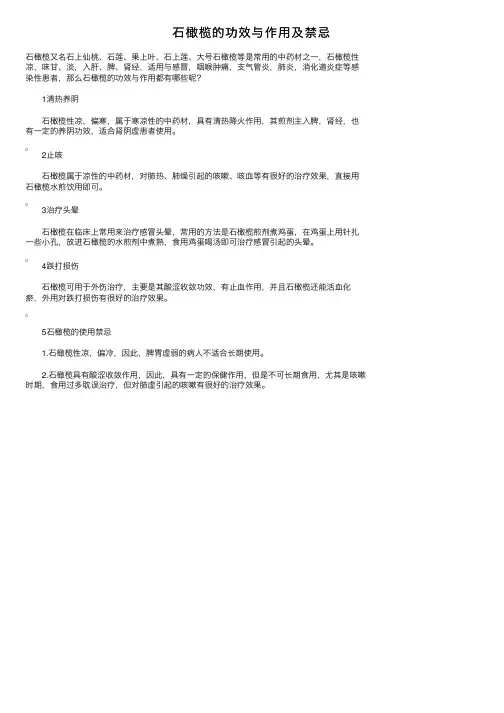 石橄榄的功效与作用及禁忌