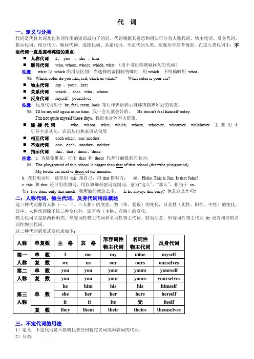 (完整版)高中英语代词的用法