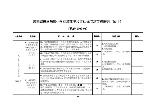 陕西省普通高级中学标准化学校评估标准及实施细则(试行)