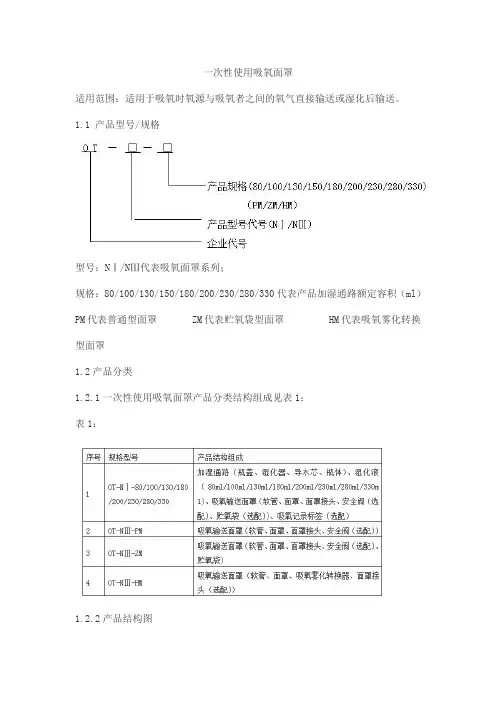 一次性使用吸氧面罩产品技术要求wanshengrenhe