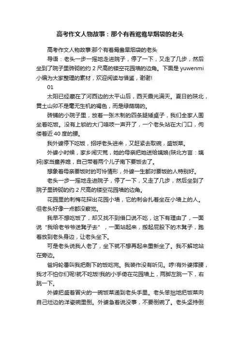 高考作文人物故事：那个有着鸳鸯旱烟袋的老头