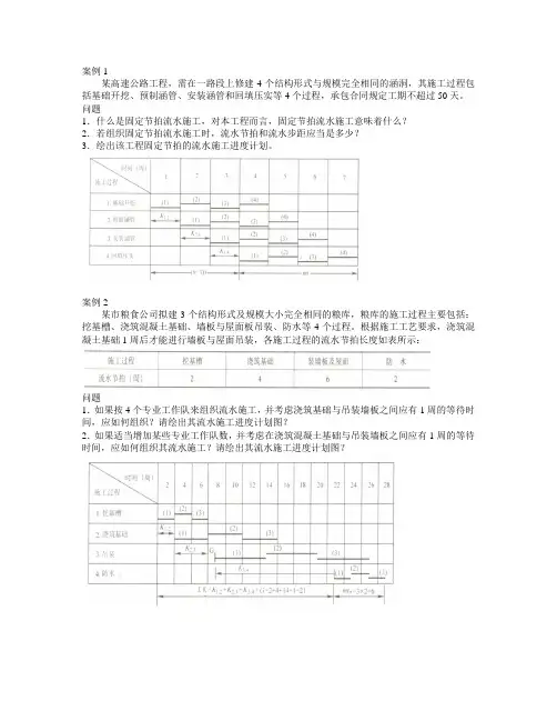 2011二级建造师考试关于横道图的几道案例题[内部资料]