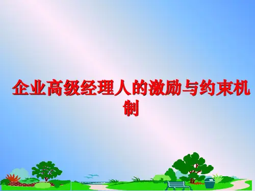 【精品】企业高级经理人的激励与约束机制ppt课件