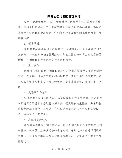 某集团公司HSE管理原则