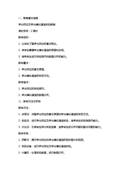 声光效应及声光模拟通信实验教案