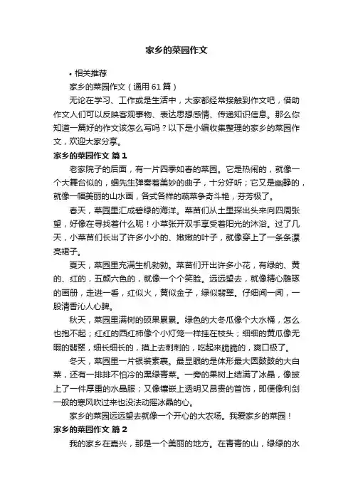 家乡的菜园作文