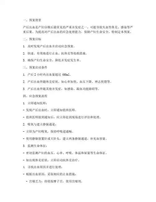 产后出血应急预案脚本