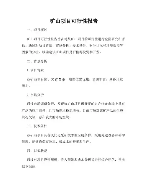 矿山项目可行性报告
