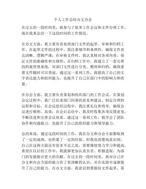 个人工作总结办文办会