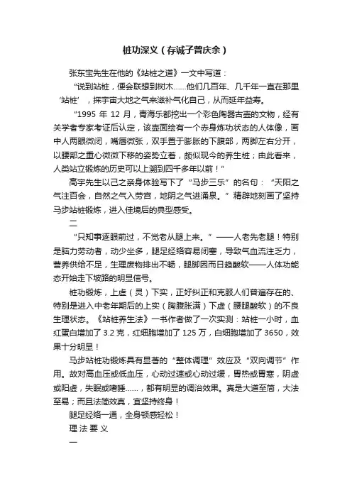 桩功深义（存诚子曾庆余）