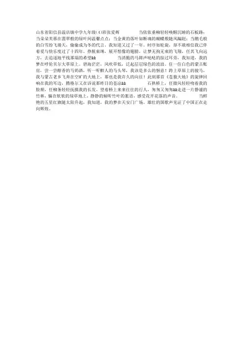 美丽人生,放飞梦想作文