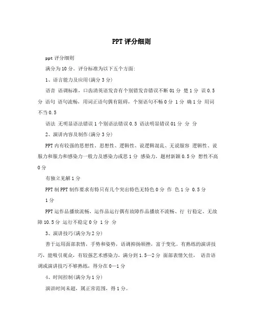 PPT评分细则