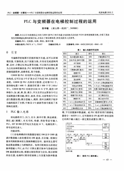 PLC与变频器在电梯控制过程的运用