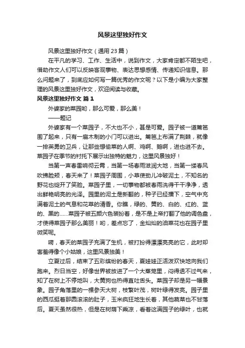 风景这里独好作文（通用23篇）