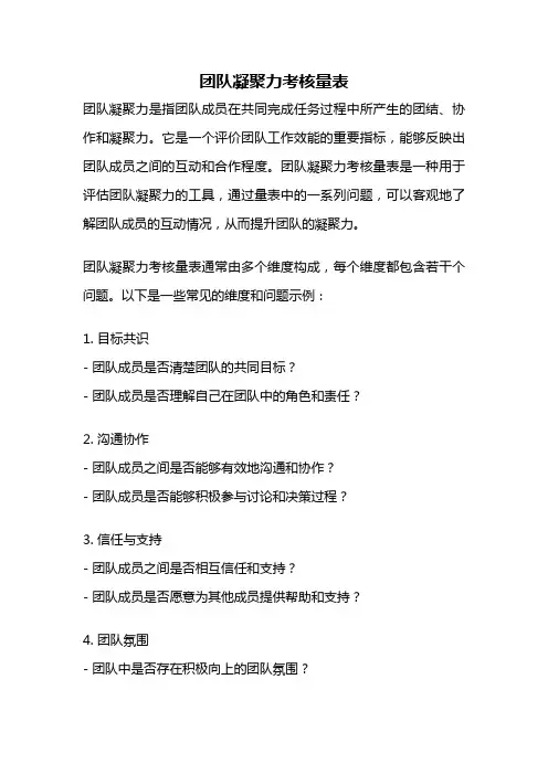 团队凝聚力考核量表