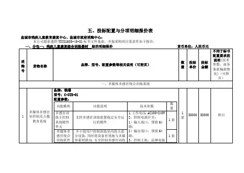投标配置与分项明细报价表