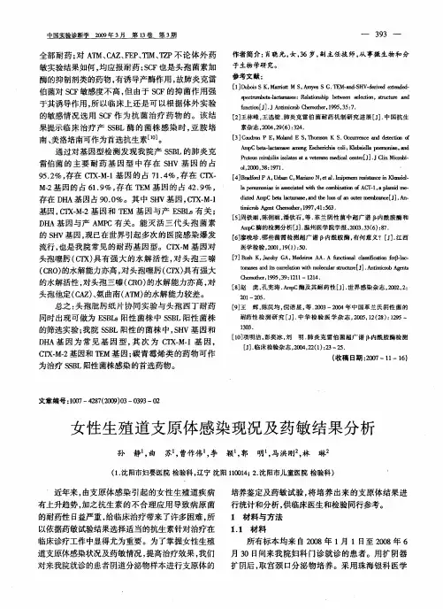 女性生殖道支原体感染现况及药敏结果分析
