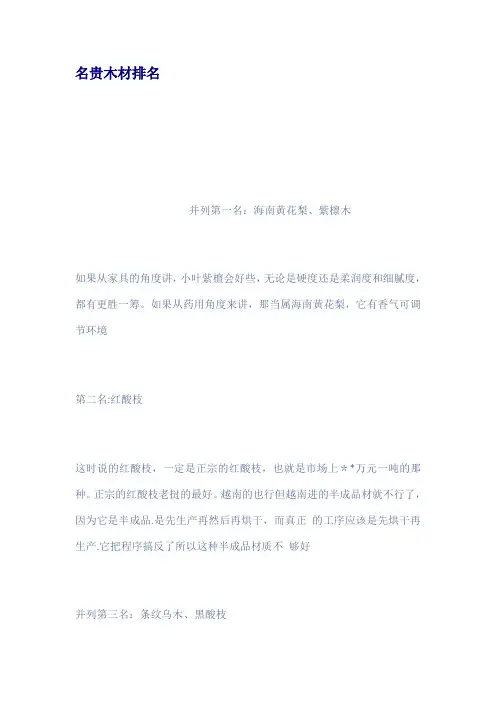 名贵木材排名