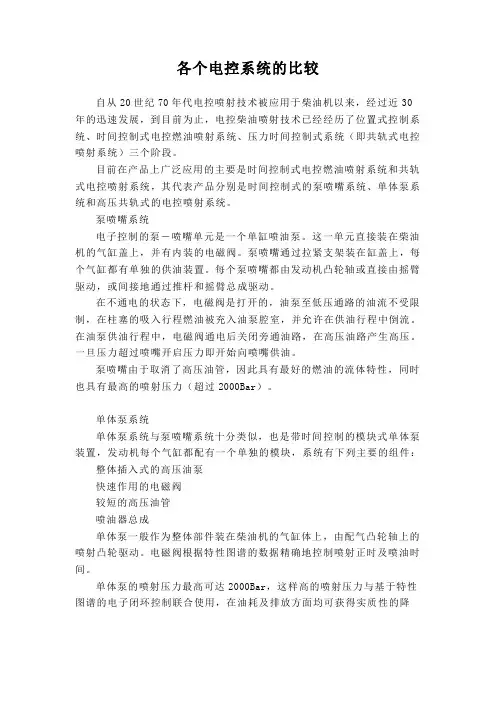 共轨系统与单体泵的比较