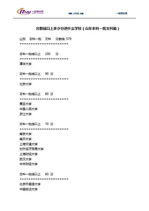 分数线以上多少分进什么学校(山东本科一批文科篇)
