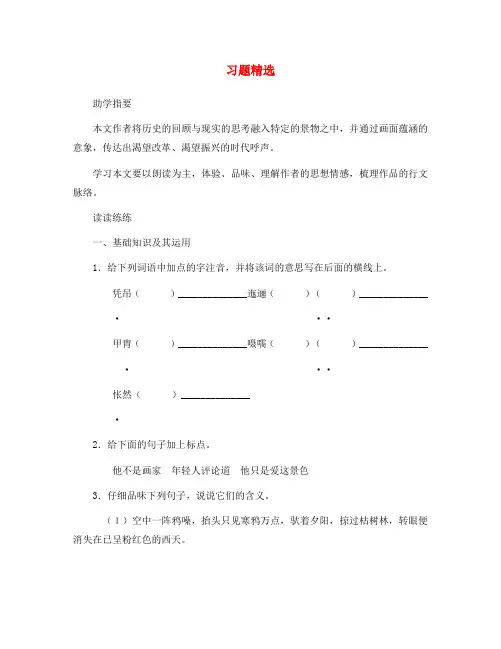 九年级语文下册 第一单元 第3课 石废墟的召唤习题精选 语文版(通用)