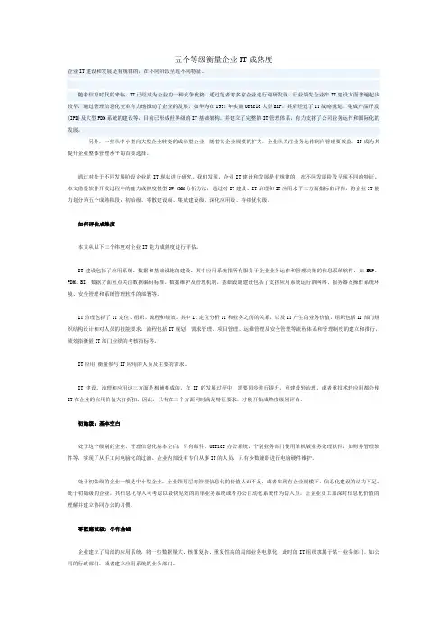 五个等级衡量企业IT成熟度