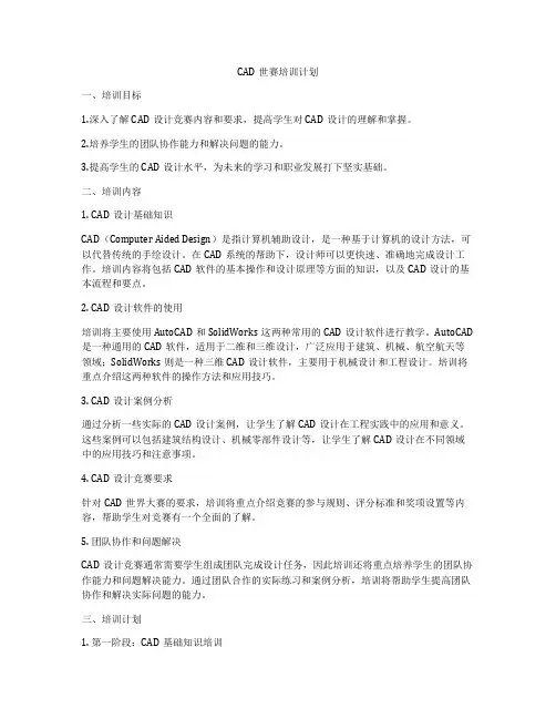 CAD世赛培训计划
