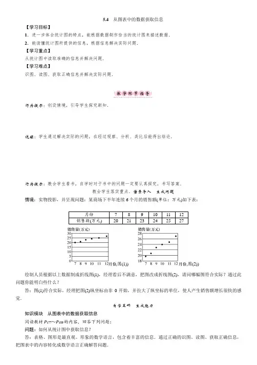 【精英新课堂】沪科版七年级数学上册教案5.4从图表中的数据获取信息