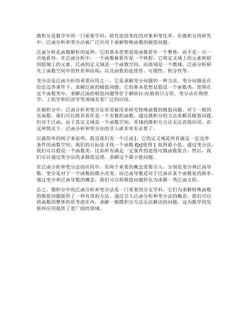 微积分中的泛函分析与变分法