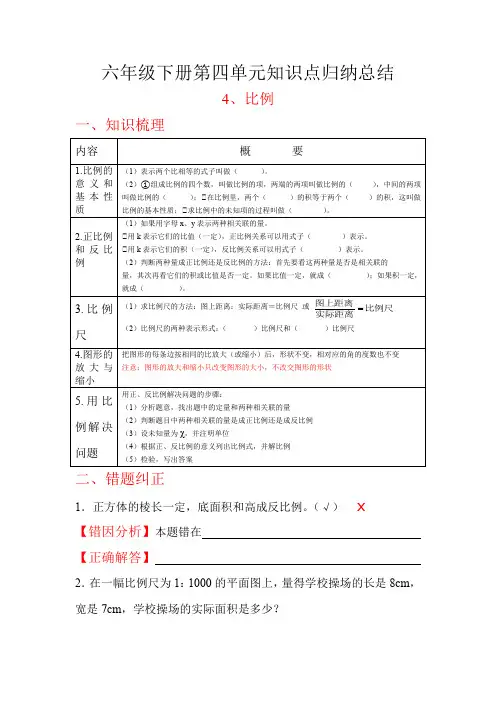六年级数学下册第四单元知识点归纳总结