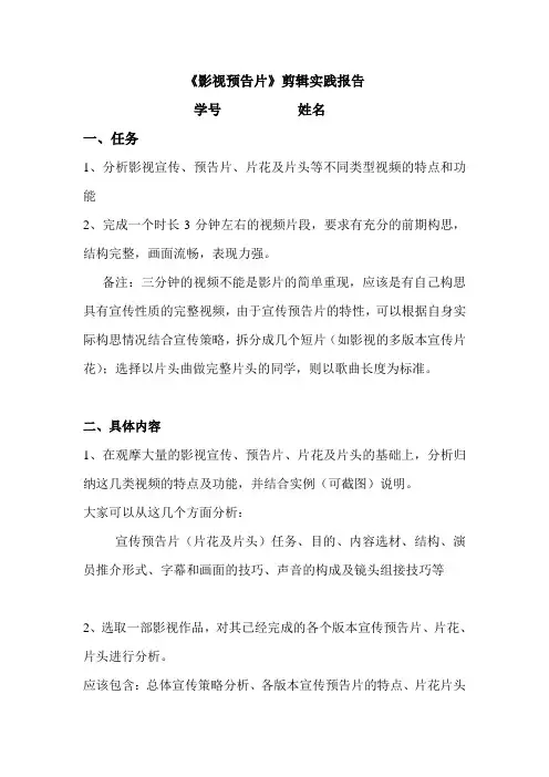 影视预告片 实践报告