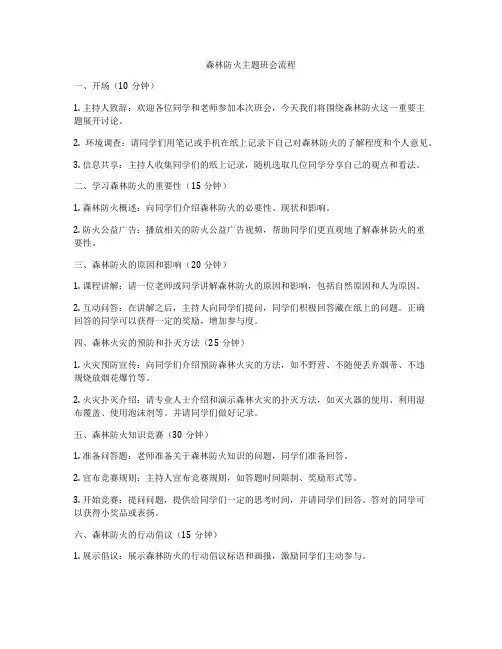 森林防火主题班会流程