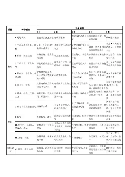 5S评分标准表
