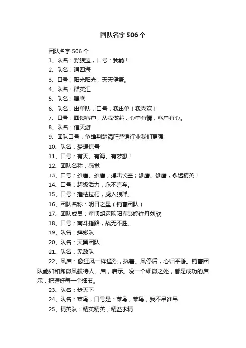 团队名字506个
