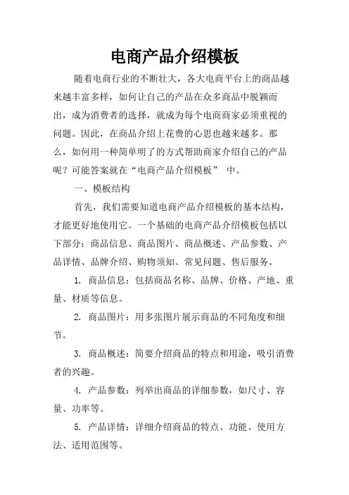 电商产品介绍模板