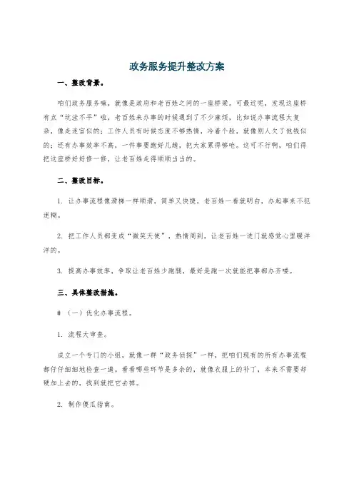 政务服务提升整改方案