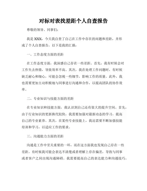对标对表找差距个人自查报告
